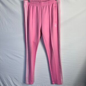 EUC Adidas SST Track Pants Pink White Stripes Women Medium Superstar Slim Fit